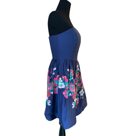 Lilly Pulitzer Lottie Navy & Pink Floral Strapless Mini Dress Size 4 - Picture 3 of 8